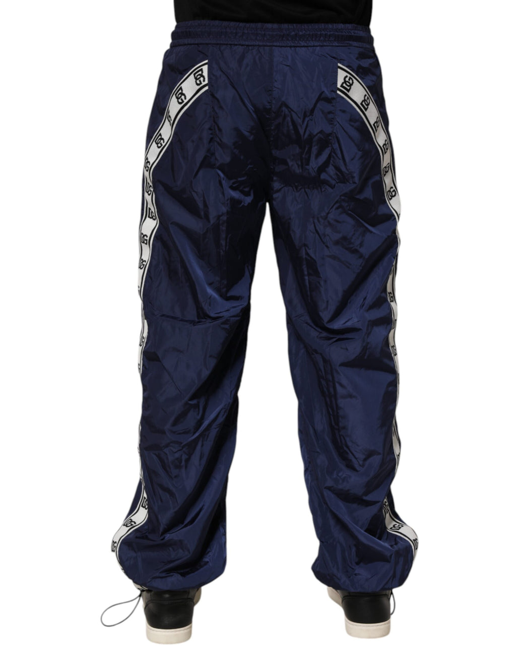 Blue Nylon Straight Jogger Sweatpants Pants