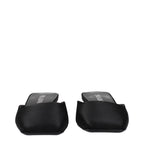 Black Satin Flat Sandals