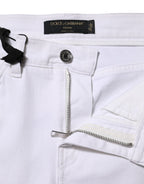 White Floral Sequined Embroid GIRLY Denim Jeans