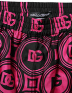 Pink Black Silk Logo Print DG Pattern Shorts