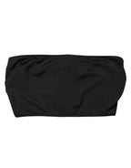 Black Nylon Blend Bandeau Strapless Tube Top