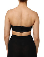 Black Nylon Blend Bandeau Strapless Tube  Top