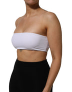 White Nylon Blend Bandeau Strapless Tube Top
