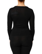 Black Virgin Wool Buttoned Cardigan Sweater