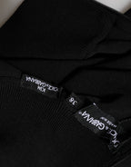 Black Viscose Turtle Neck Crop Pullover Top