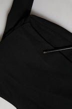 Black Viscose Halter Off Shoulder Cropped Top