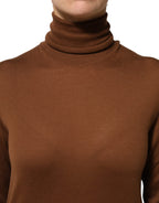 Brown Cashmere Turtle Neck Pullover Sweater