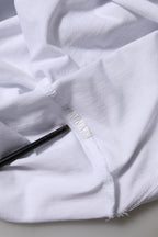 White Cotton V-Neck Short Sleeves T-Shirt