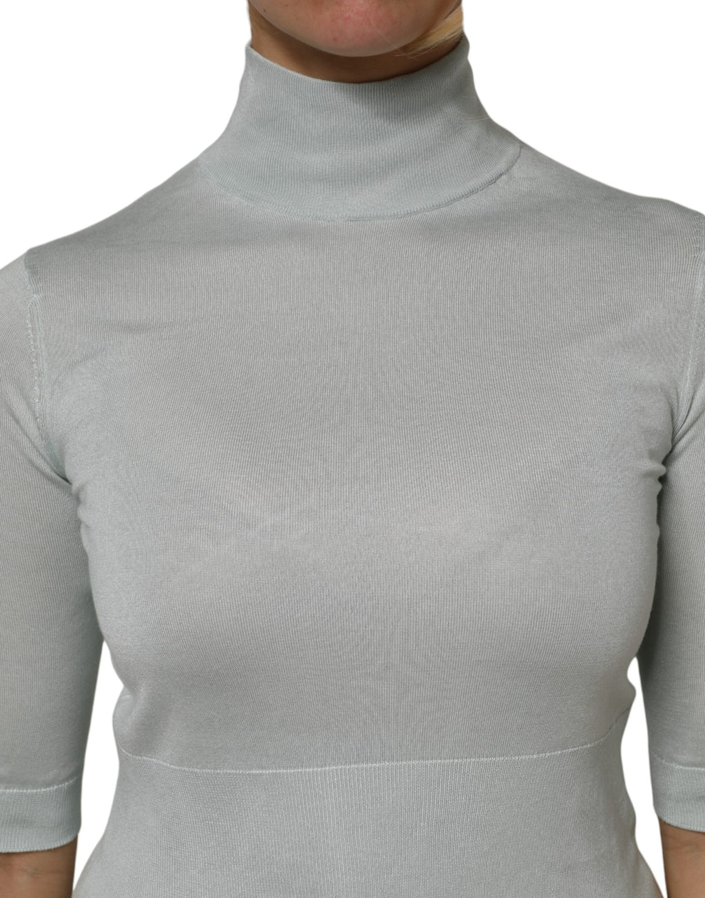 Gray Turtle Neck 3/4 Sleeves Pullover Top