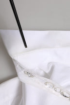 White Crystal Embellished Dress Shirt Top