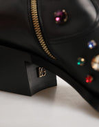Black Crystal Embellished Men Short Boots Shoes