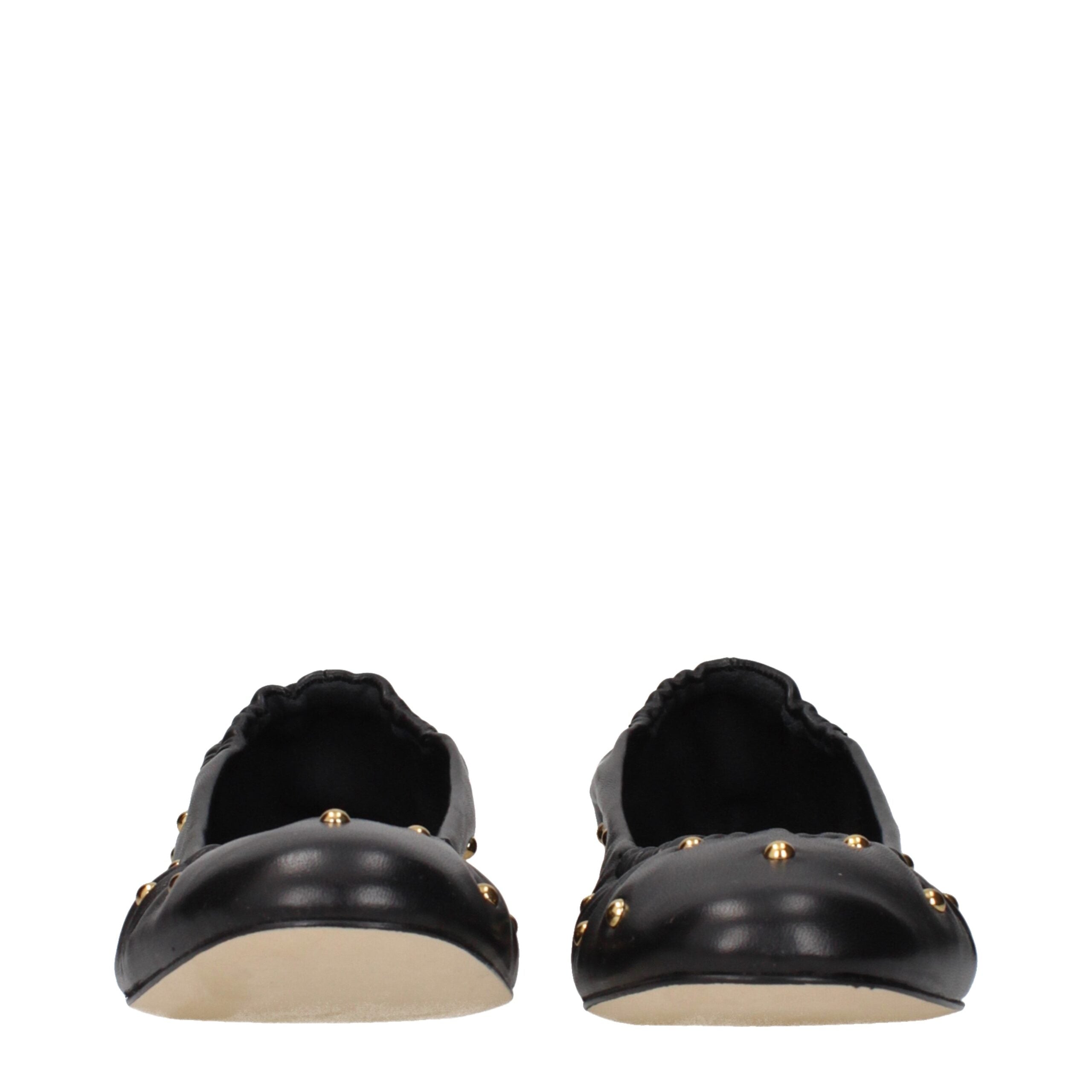 Black Leather Ballet Flats