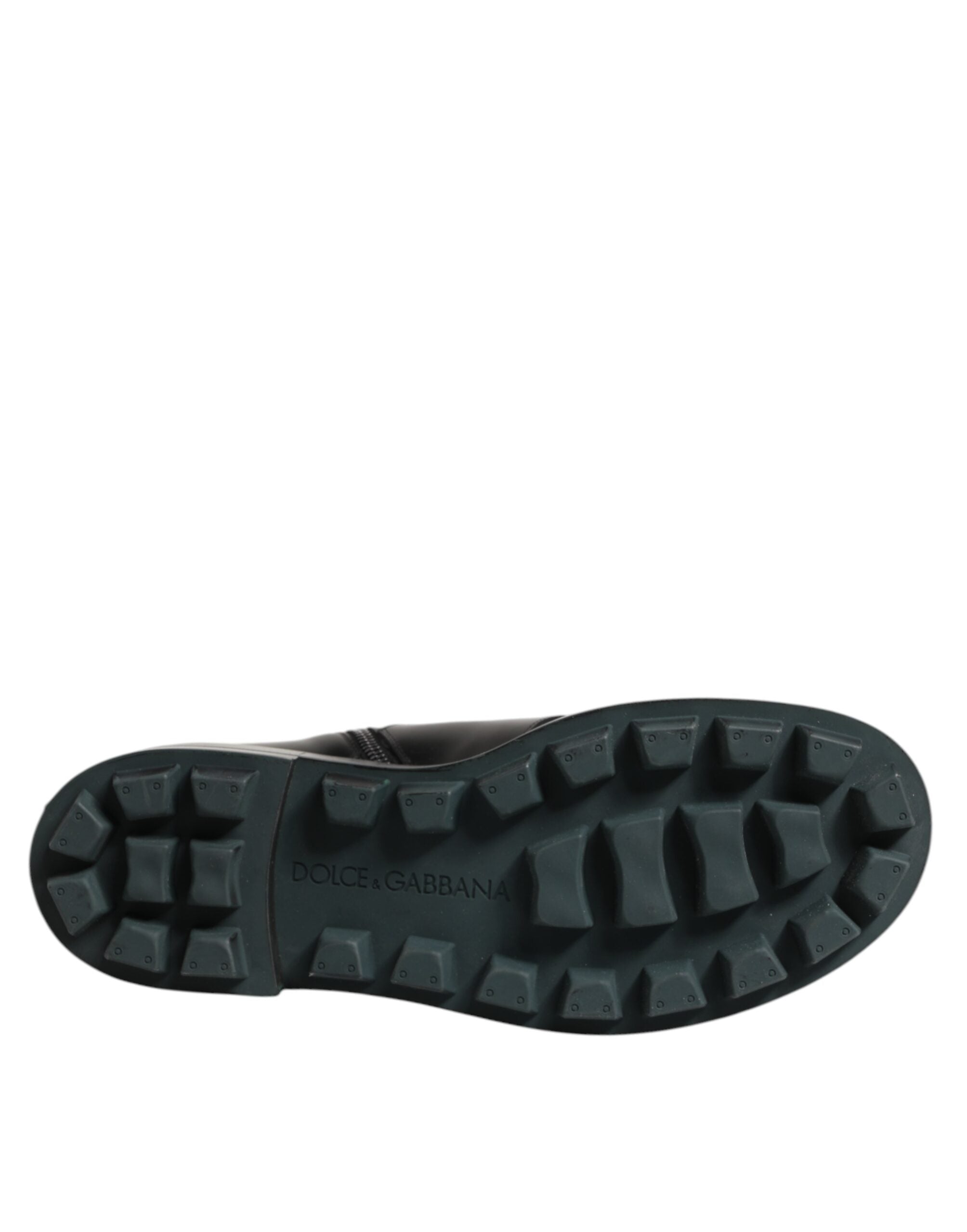 Black Logo Plaque Mid Calf Biker Boots Shoes