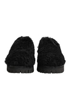 Dress Black Fur Leather Slippers Men Shoes