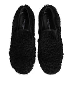 Dress Black Fur Leather Slippers Men Shoes