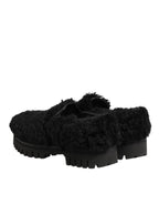 Dress Black Fur Leather Slippers Men Shoes