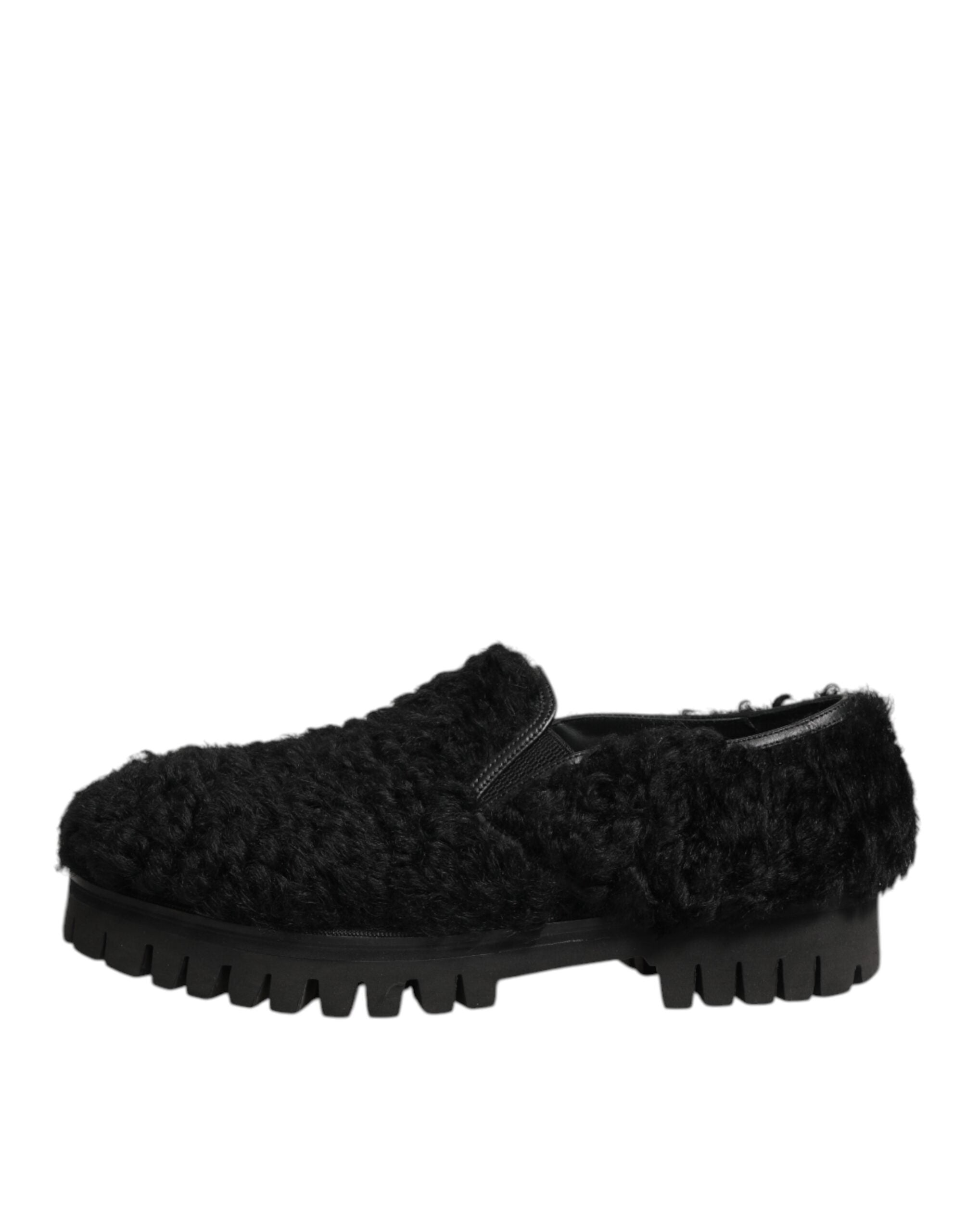 Dress Black Fur Leather Slippers Men Shoes