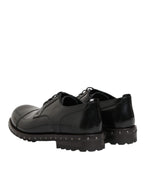 Black Leather Studded Men Formal Derby Shoes
