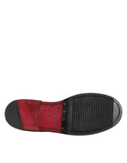 Brown Leather Logo Slip On Men Dress Shoes