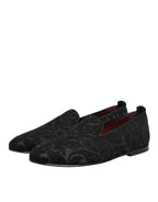 Black Brocade Loafers Slip On Men Dress Shoes