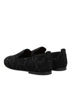 Black Brocade Loafers Slip On Men Dress Shoes