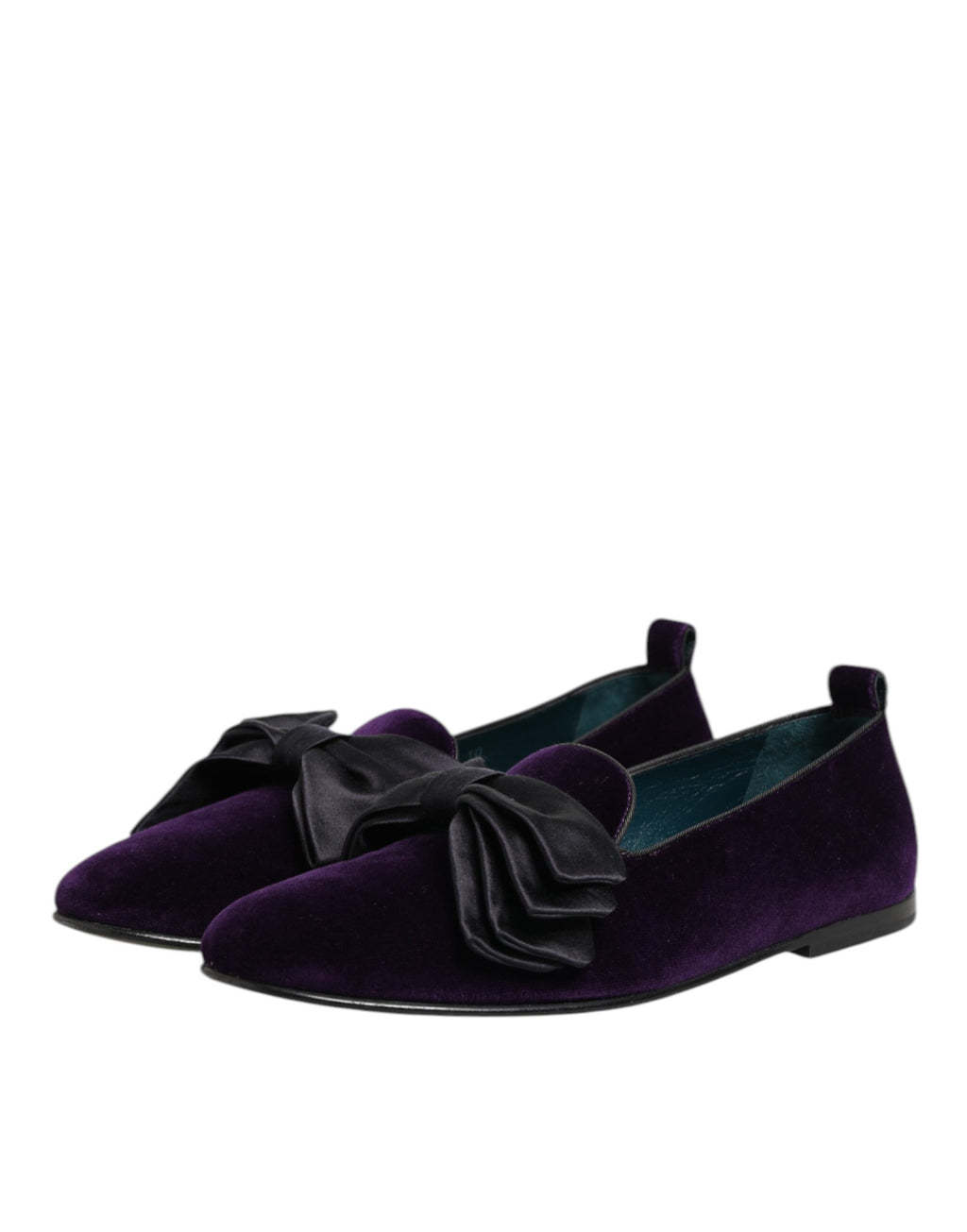 Purple Suede Cotton Bow Slip On Loafers Shoes