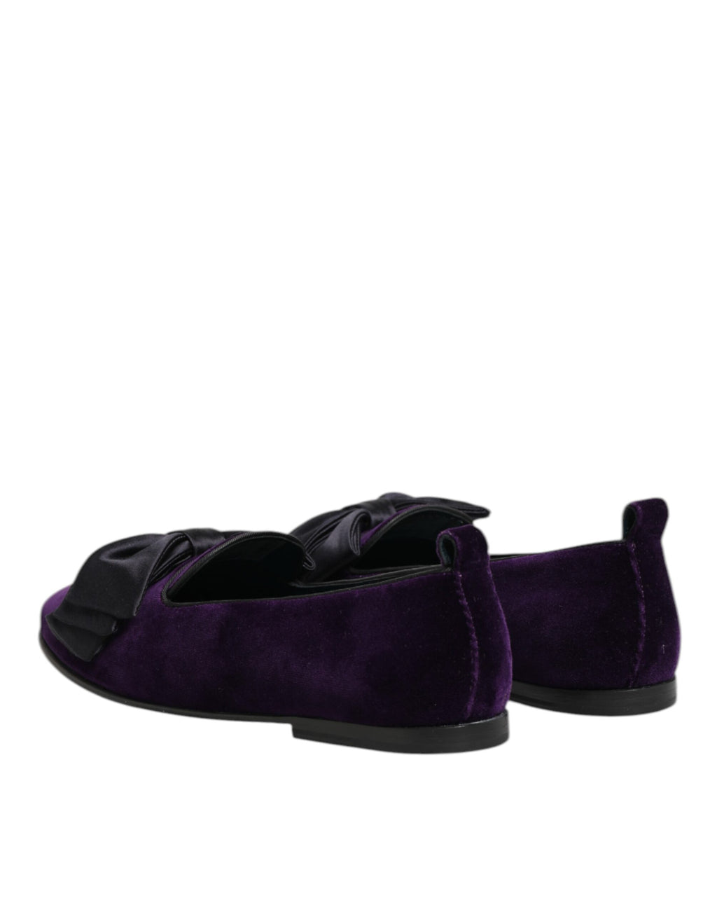 Purple Suede Cotton Bow Slip On Loafers Shoes