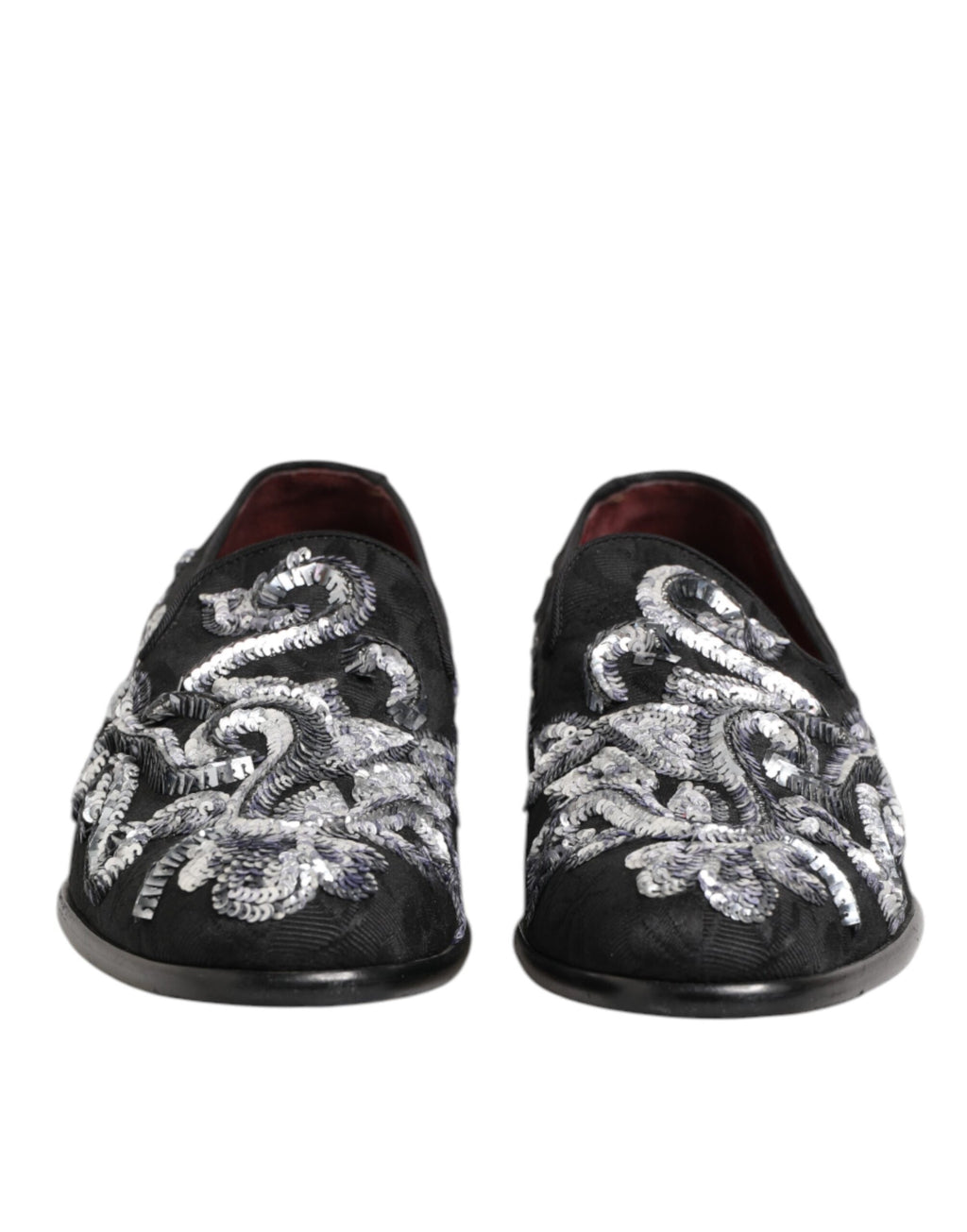 Black Silver Sequined Loafers Men Dress Shoes
