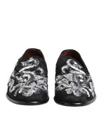 Black Silver Sequined Loafers Men Dress Shoes