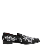 Black Silver Sequined Loafers Men Dress Shoes