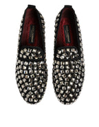 Black Suede Crystals Loafers Men Dress Shoes