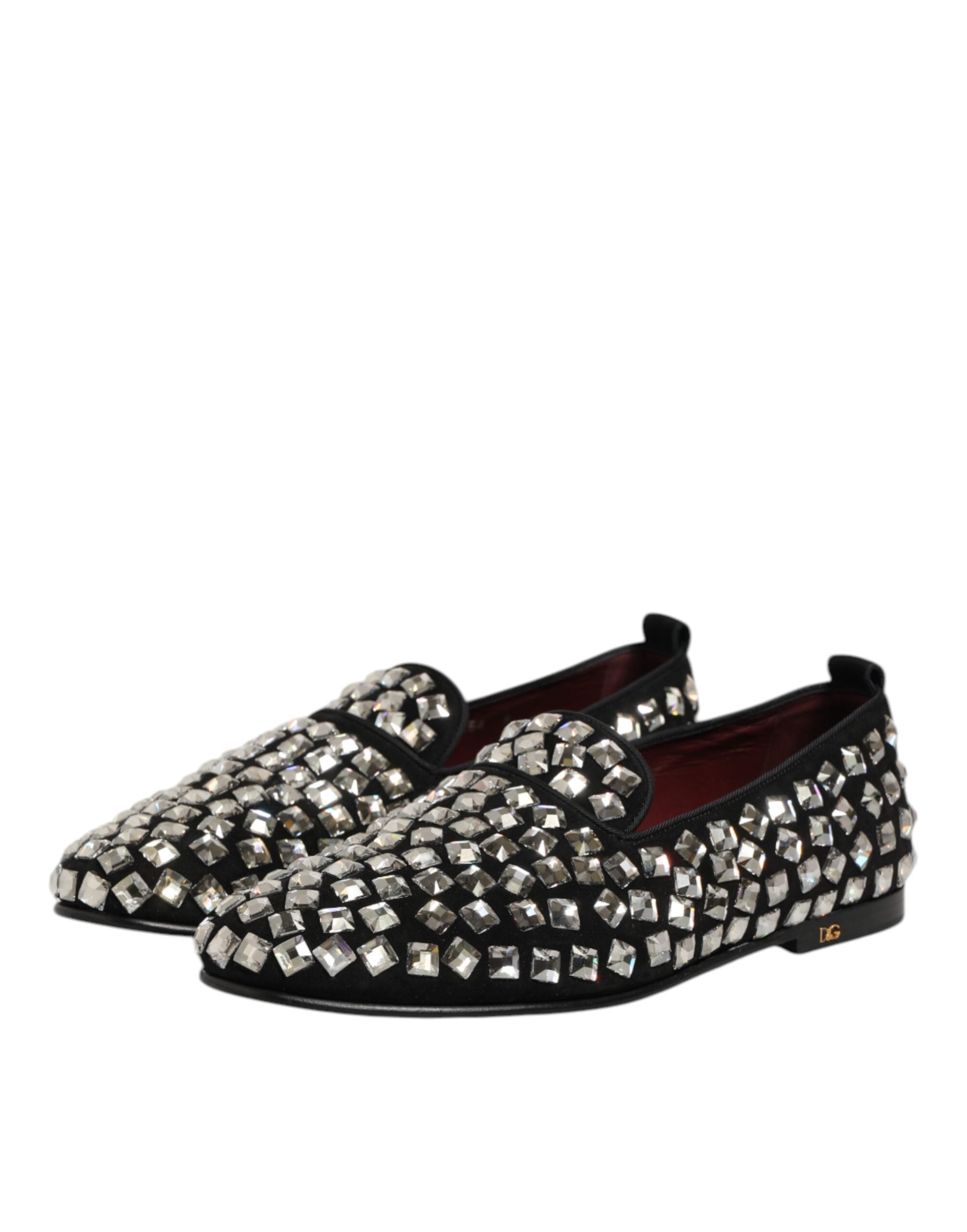 Black Suede Crystals Loafers Men Dress Shoes