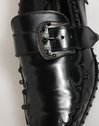Black Embellished Dress Monk Strap Shoes