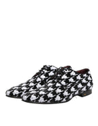 Dress Black White Sequined Lace Up Derby Shoes