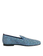 Blue Suede Studded Dress Men Loafers Shoes