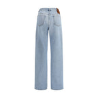 Blue Cotton High-Waisted Jean