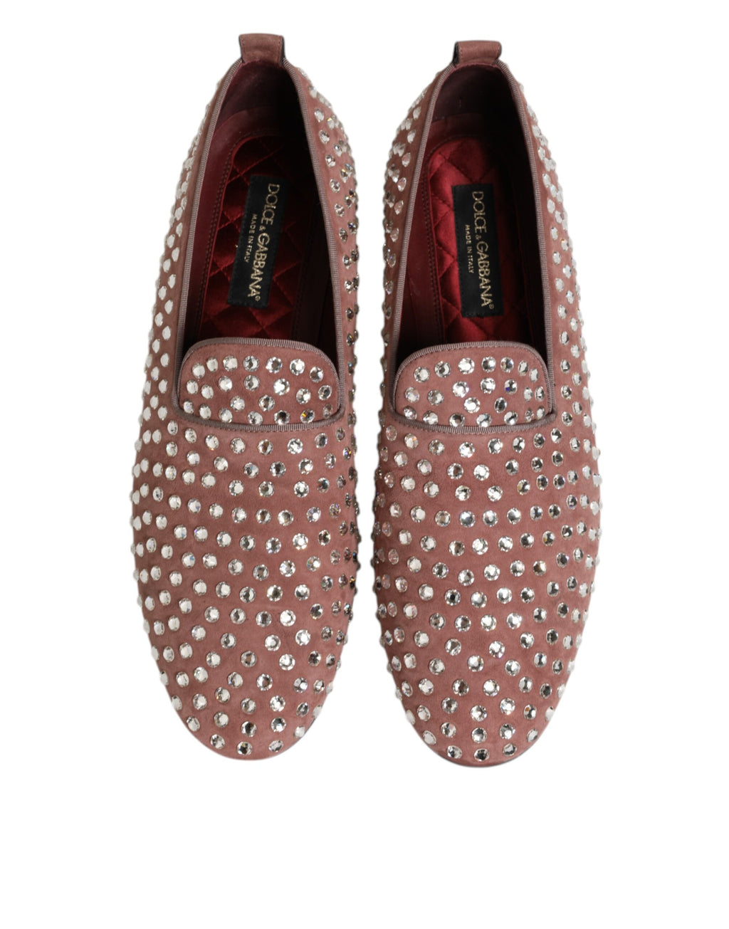 Pink Suede Crystals Loafers Men Dress Shoes