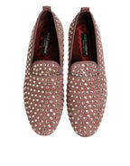 Pink Suede Crystals Loafers Men Dress Shoes