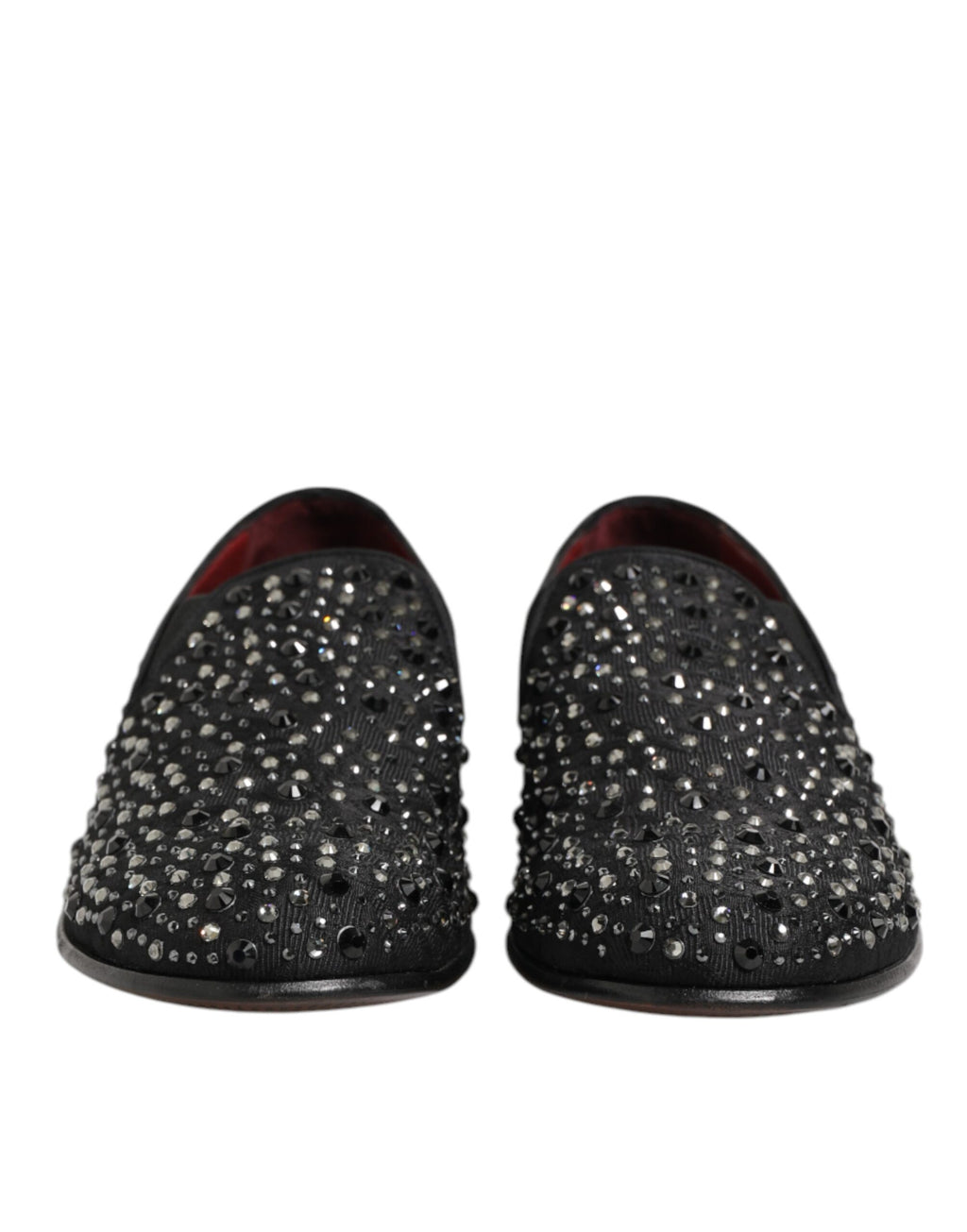 Black Suede Crystal Embellished Loafer Shoes