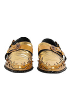 Gold Leather MONK STRAP Dress Formal Shoes