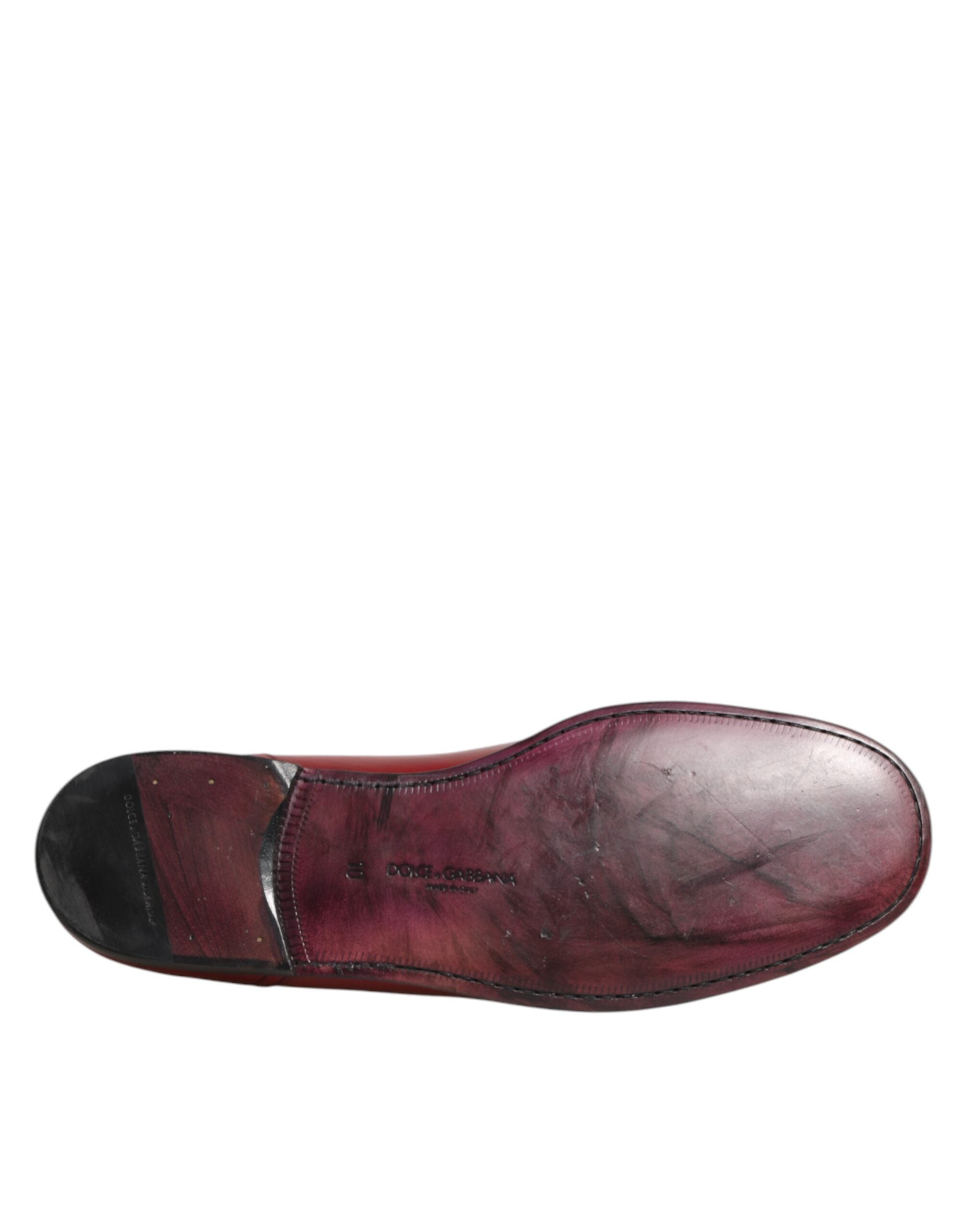 Red Leather Slip On Dress Men Loafers Shoes