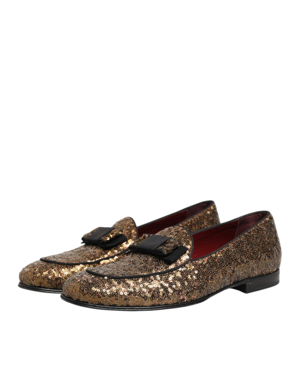 Gold Sequined Slip On Loafers Men Dress Shoes