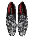 Black Silver Sequined Loafers Men Dress Shoes