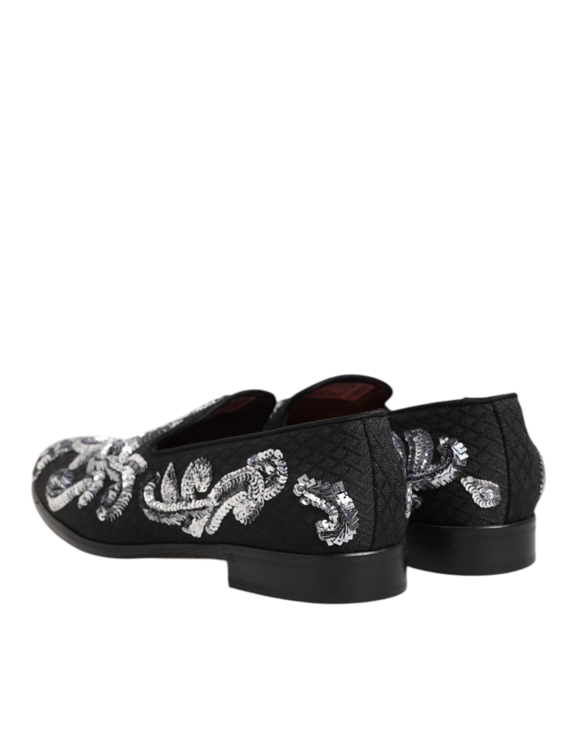 Black Silver Sequined Loafers Men Dress Shoes