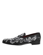 Black Silver Sequined Loafers Men Dress Shoes