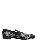 Black Silver Sequined Loafers Men Dress Shoes