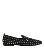 Black Crystal Embellished Loafers Dress Shoes