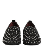 Black Crystal Embellished Loafers Dress Shoes