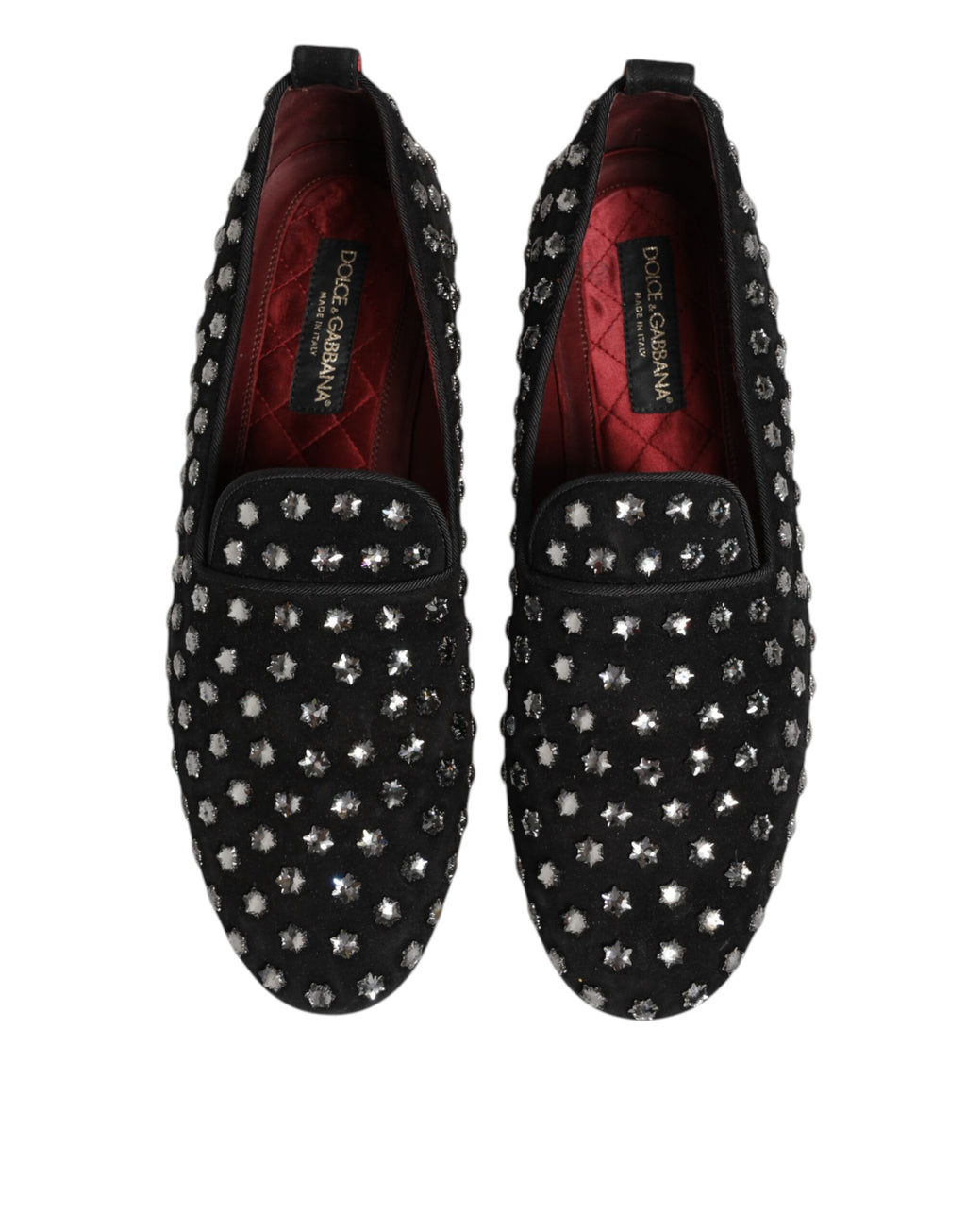 Black Crystal Embellished Loafers Dress Shoes