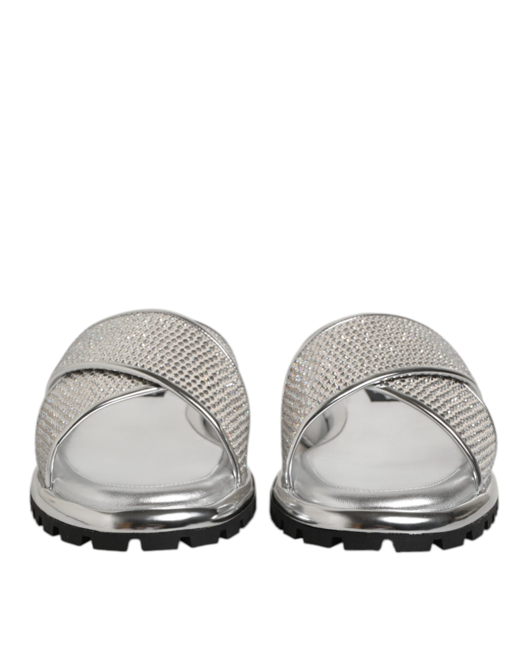 Silver Strass Slides Flats Slippers Shoes